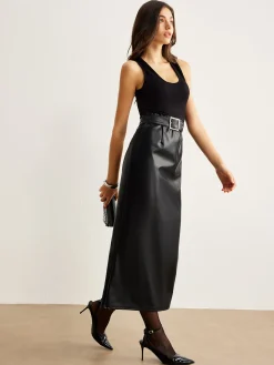 COMMENSE Black Dresses|Cocktail & Party Dresses^Belted Panel Tank Dress Black