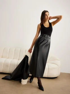 COMMENSE Black Dresses|Cocktail & Party Dresses^Belted Panel Tank Dress Black