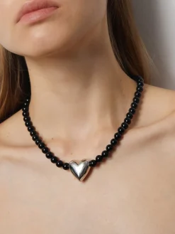 COMMENSE Necklaces|Accessories^Onyx Heart Necklace Black