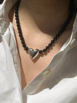 COMMENSE Necklaces|Accessories^Onyx Heart Necklace Black