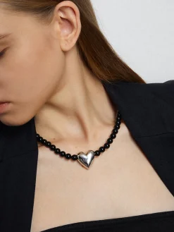 COMMENSE Necklaces|Accessories^Onyx Heart Necklace Black