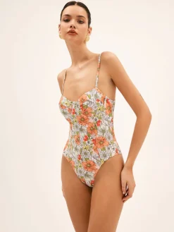 COMMENSE Swimwear|Tops^Blooming Floral One Piece Swimsuit Multicolor