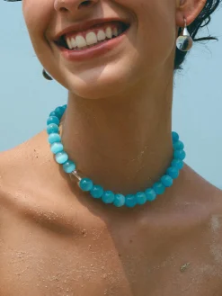 COMMENSE Necklaces|Accessories^Blue Cat Eye Stone Beaded Necklace LightBlue