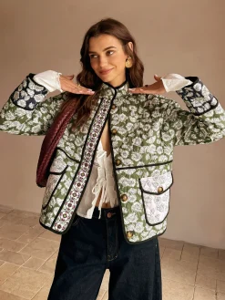 COMMENSE Outerwear|Coats^Boheme Flap Pockets Winter Coat Green