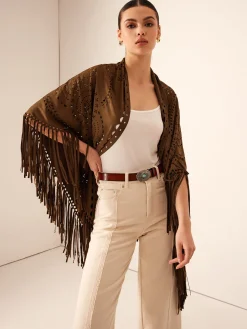 COMMENSE Outerwear^Boheme Hollow Tassel Shawl Brown