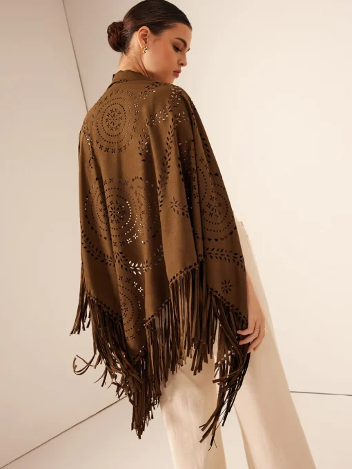 COMMENSE Outerwear^Boheme Hollow Tassel Shawl Brown