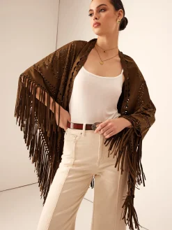 COMMENSE Outerwear^Boheme Hollow Tassel Shawl Brown