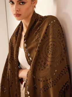 COMMENSE Outerwear^Boheme Hollow Tassel Shawl Brown