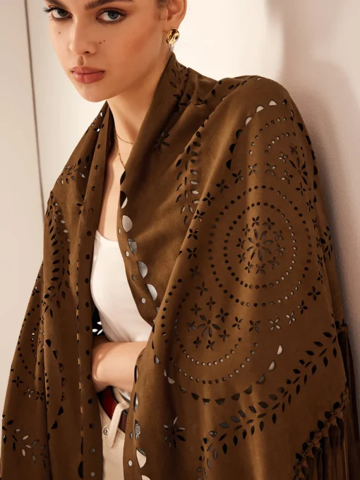 COMMENSE Outerwear^Boheme Hollow Tassel Shawl Brown