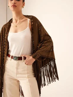 COMMENSE Outerwear^Boheme Hollow Tassel Shawl Brown