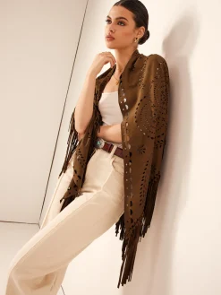 COMMENSE Outerwear^Boheme Hollow Tassel Shawl Brown