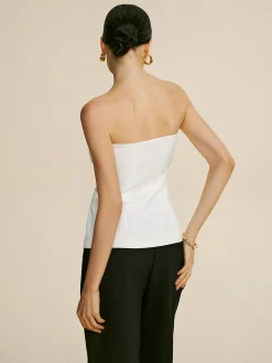 COMMENSE Tank Tops & Camis|Tops^Bow Decor Split Tube Top White