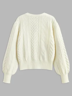COMMENSE Knitwear|Tops^Bow Front Knit Ball-Decor Sweater White
