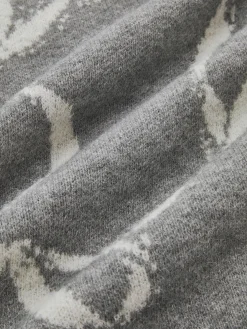 COMMENSE Sweater Tops|Sweaters & Cardigans^Bow Printed Loose Pullover Sweater Grey