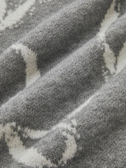 COMMENSE Sweater Tops|Sweaters & Cardigans^Bow Printed Loose Pullover Sweater Grey