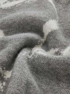 COMMENSE Sweater Tops|Sweaters & Cardigans^Bow Printed Loose Pullover Sweater Grey