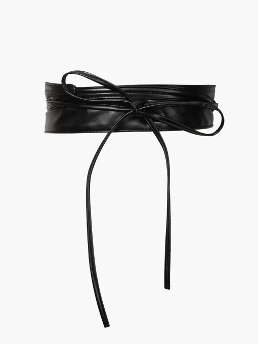 COMMENSE Belts & Chain|Accessories^Bow Wide Waist Belt Black