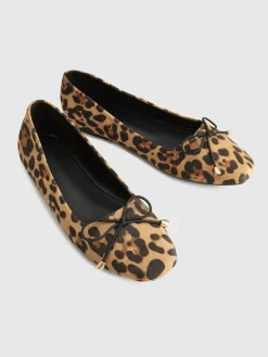 COMMENSE Accessories^Bow-Decor Leopard Printed Ballet Flats Brown