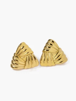 COMMENSE Earrings|Accessories^Braided Textured Triangle Earrings Golden
