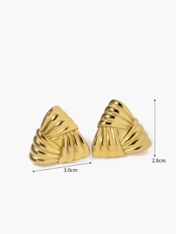 COMMENSE Earrings|Accessories^Braided Textured Triangle Earrings Golden