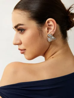 COMMENSE Earrings|Accessories^Braided Textured Triangle Earrings Golden
