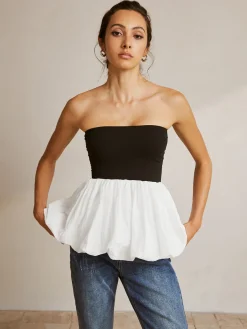 COMMENSE Tank Tops & Camis|Tops^Bubble Two-Tone Tube Top White