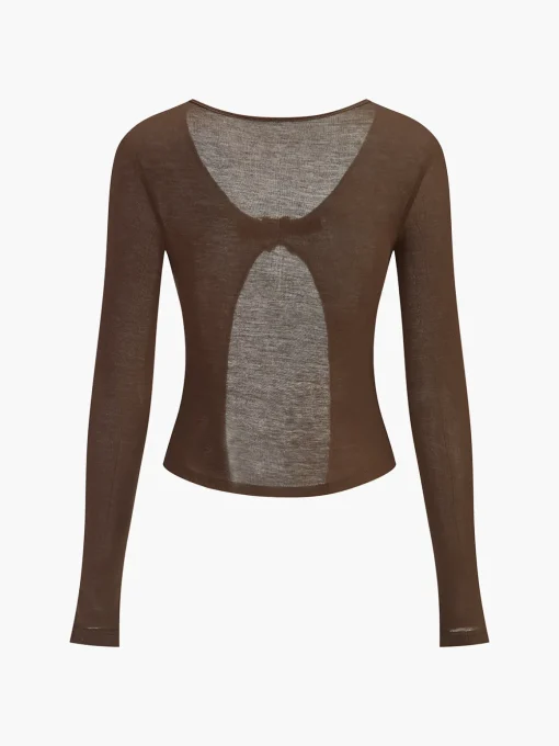 COMMENSE Tops^Buckle Design Split Thin Blouse DarkBrown