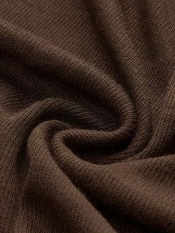 COMMENSE Tops^Buckle Design Split Thin Blouse DarkBrown