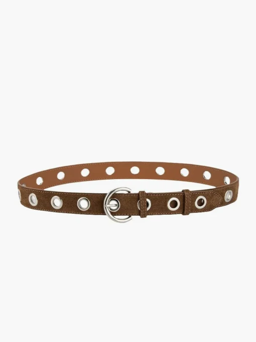 COMMENSE Belts & Chain|Accessories^Buckle Slim Suede Belt Brown