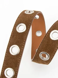 COMMENSE Belts & Chain|Accessories^Buckle Slim Suede Belt Brown