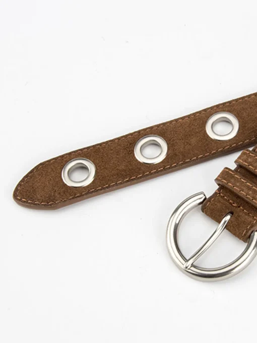 COMMENSE Belts & Chain|Accessories^Buckle Slim Suede Belt Brown