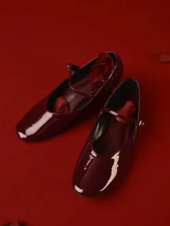 COMMENSE Shoes|Accessories^Buckle Strap Ballet Flats Burgundy
