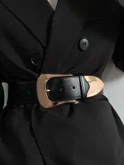 COMMENSE Belts & Chain|Accessories^Buckle Wide Belt Black