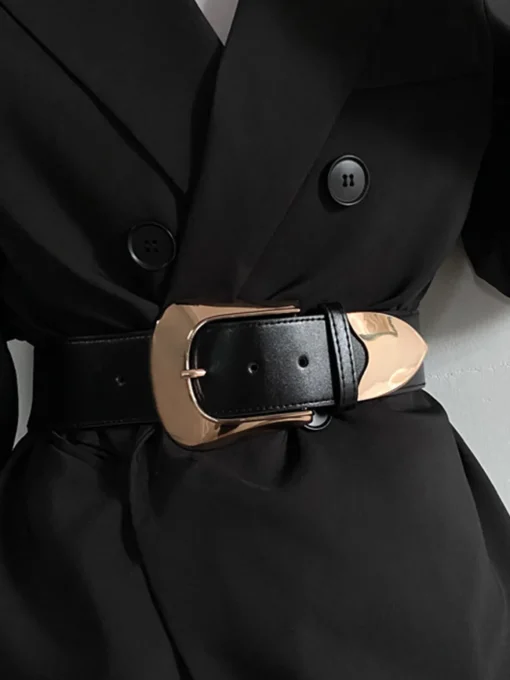 COMMENSE Belts & Chain|Accessories^Buckle Wide Belt Black