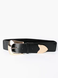 COMMENSE Belts & Chain|Accessories^Buckle Wide Belt Black