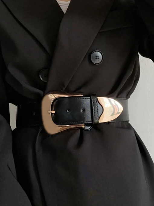 COMMENSE Belts & Chain|Accessories^Buckle Wide Belt Black