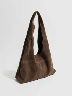 COMMENSE Bags|Accessories^Button Clasp Hobo Bag DarkBrown