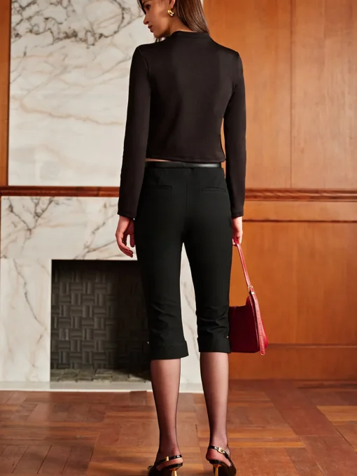 COMMENSE Blouses & Shirts|Tops^Button Down Short Blouse Black