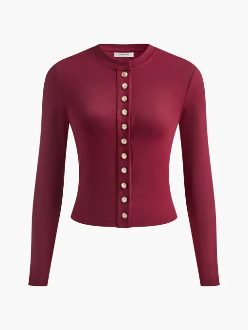 COMMENSE Blouses & Shirts|Tops^Button Down Short Blouse Black