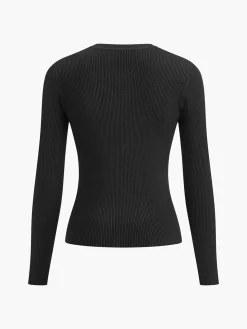 COMMENSE Sweater Tops|Sweaters & Cardigans^Button Down Skinny Knit Top Black
