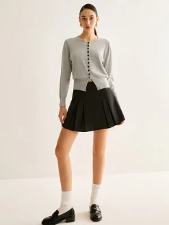 COMMENSE Cardigans|Sweaters & Cardigans^Button Down Slit Jersey Cardigan Grey