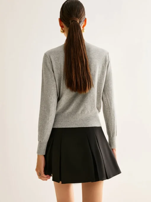 COMMENSE Cardigans|Sweaters & Cardigans^Button Down Slit Jersey Cardigan Grey