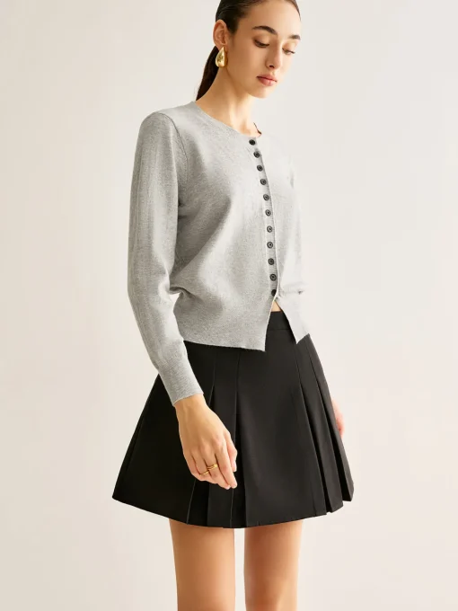 COMMENSE Cardigans|Sweaters & Cardigans^Button Down Slit Jersey Cardigan Grey
