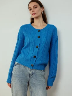 COMMENSE Cardigans|Sweaters & Cardigans^Button Down Twist Thin Cardigan Blue