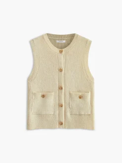 COMMENSE Sweater Vests|Sweaters & Cardigans^Button Pockets Sweater Vest White