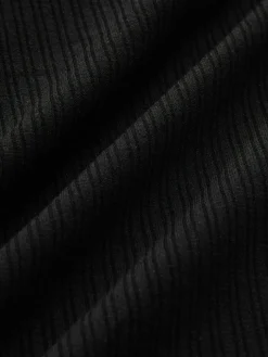 COMMENSE T-shirts|Tops^Button Ribbed Long Sleeve T-Shirt Black