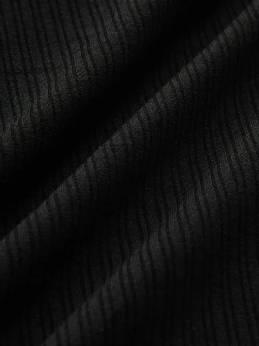 COMMENSE T-shirts|Tops^Button Ribbed Long Sleeve T-Shirt Black