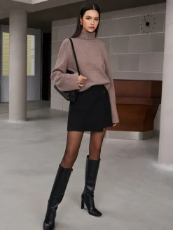 COMMENSE Skirts|Matching Sets^Button Tweed Warm Skirt Black