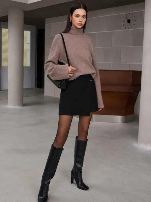 COMMENSE Skirts|Matching Sets^Button Tweed Warm Skirt Black