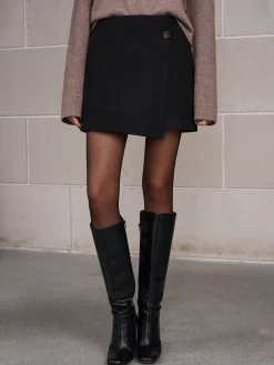 COMMENSE Skirts|Matching Sets^Button Tweed Warm Skirt Black